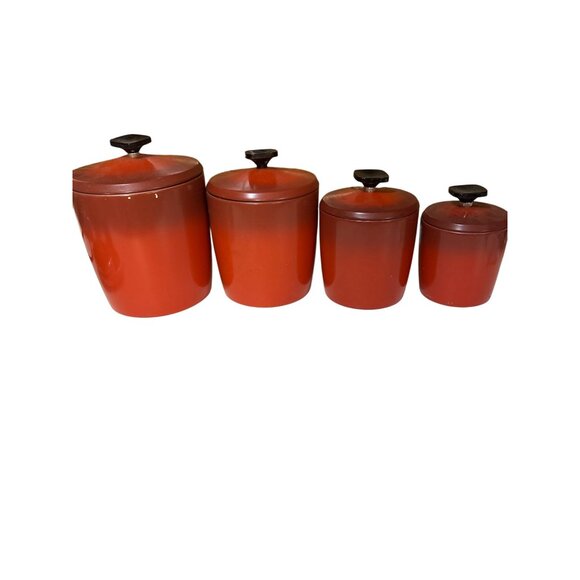 Vintage West Bend Red Aluminum Canister Set With Lids - 4 Piece - Picture 7 of 11